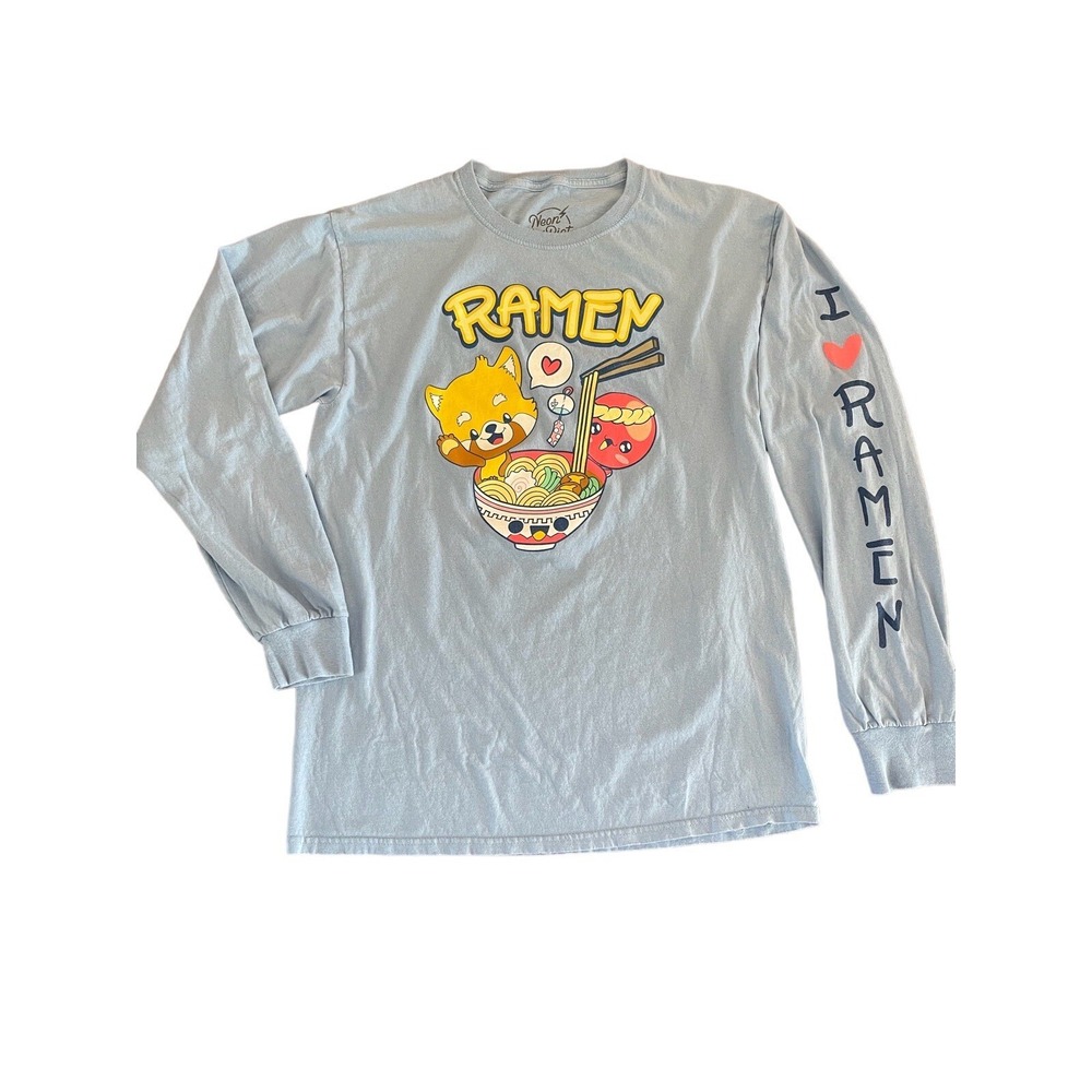 Neon Riot Shirt I Love Ramen Adult Graphic Preppy Tee Light Blue Men's‎ Medium M